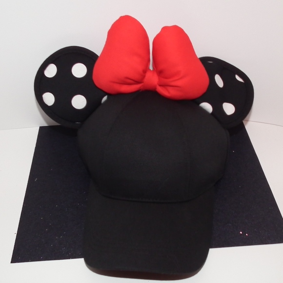 minnie mouse polka dot ears baseball cap for adults